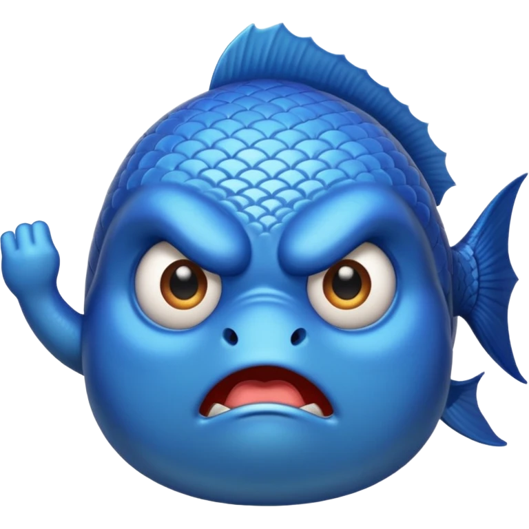 blue fish holding up a middlefinger towards the camera emoji