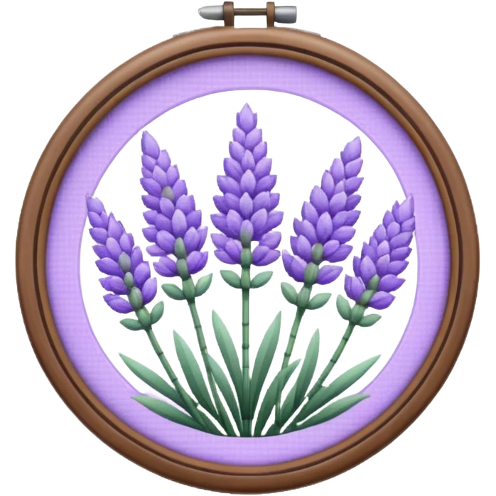 Pixelated Lavender flowers artwork inside a round pastel purple-whitish Cross stitch frame  emoji
