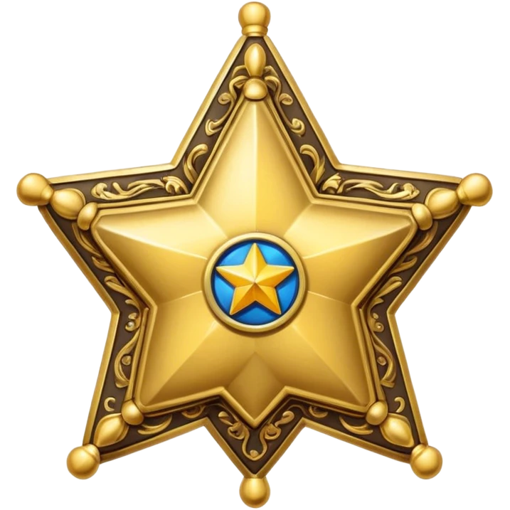 sheriff badge with ribbon, gold star emoji