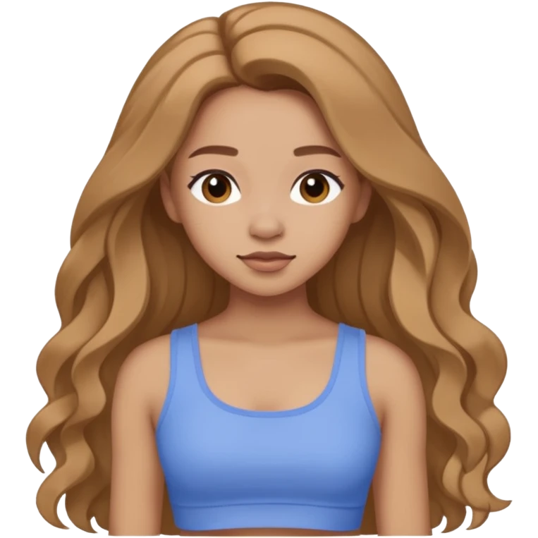 GloomyKassie with long light brown hair, periwinkle crop top emoji