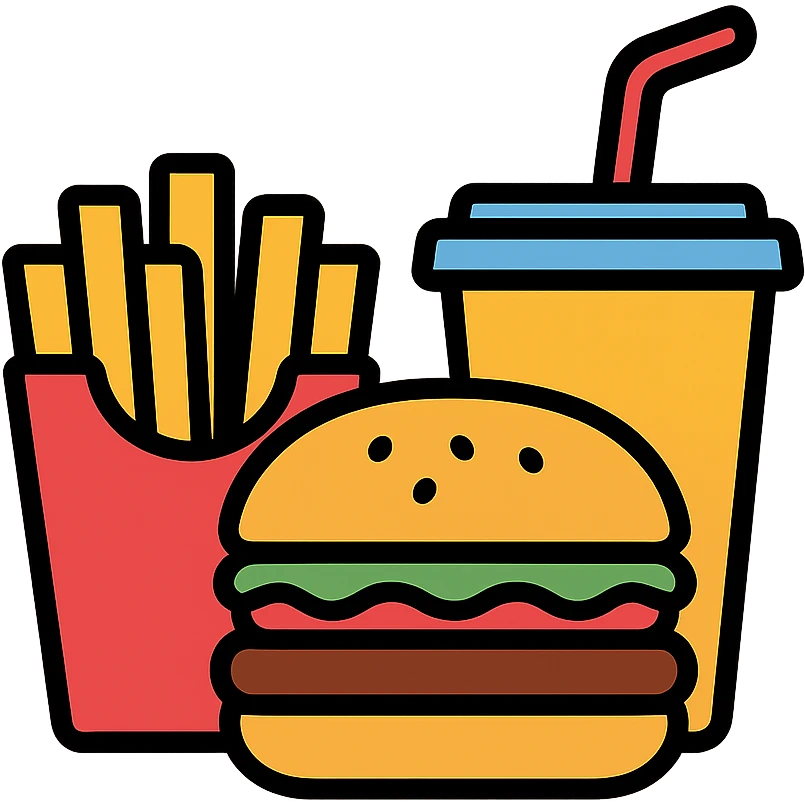 burger meal set with fries and drink emoji