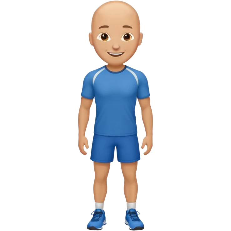 Disney style emoji of a friendly physical education teacher with little hair, wearing sportswear, simple background emoji