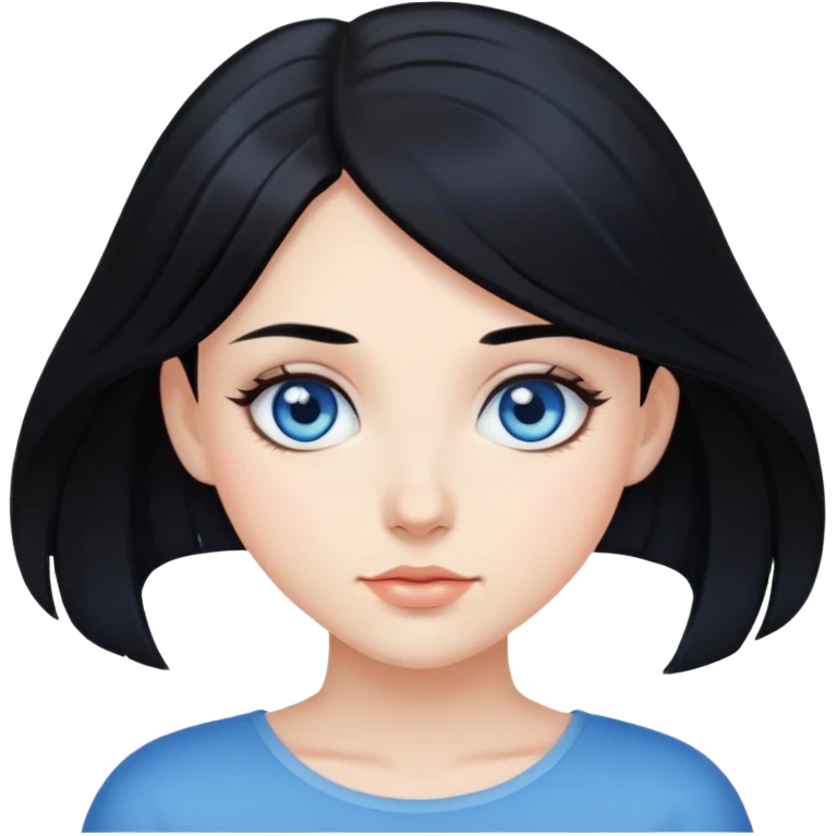Beautiful girl black hair blue eyes emoji