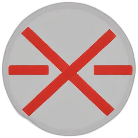 Red circle with two vertical and two horizontal bars attached to the circle in half y dos horizontales unidas al circulo por la mitad emoji