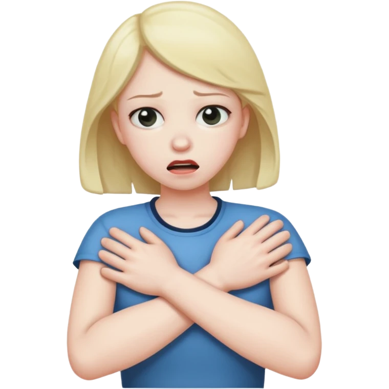 person choking them selves with arms crossed emoji