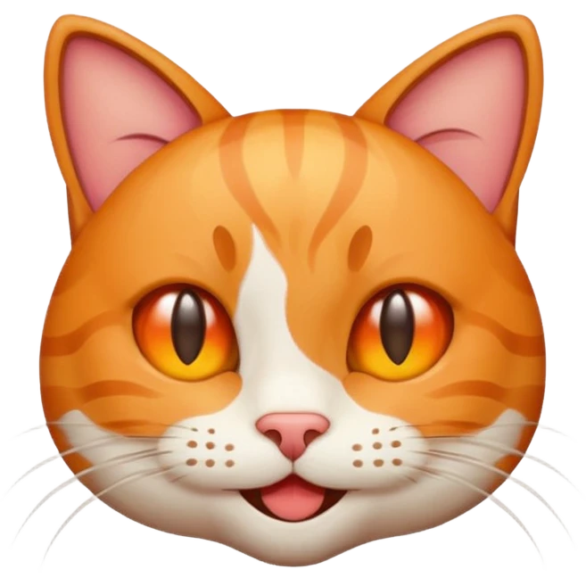 2D emoji of a cat, apple style emoji, different color emoji