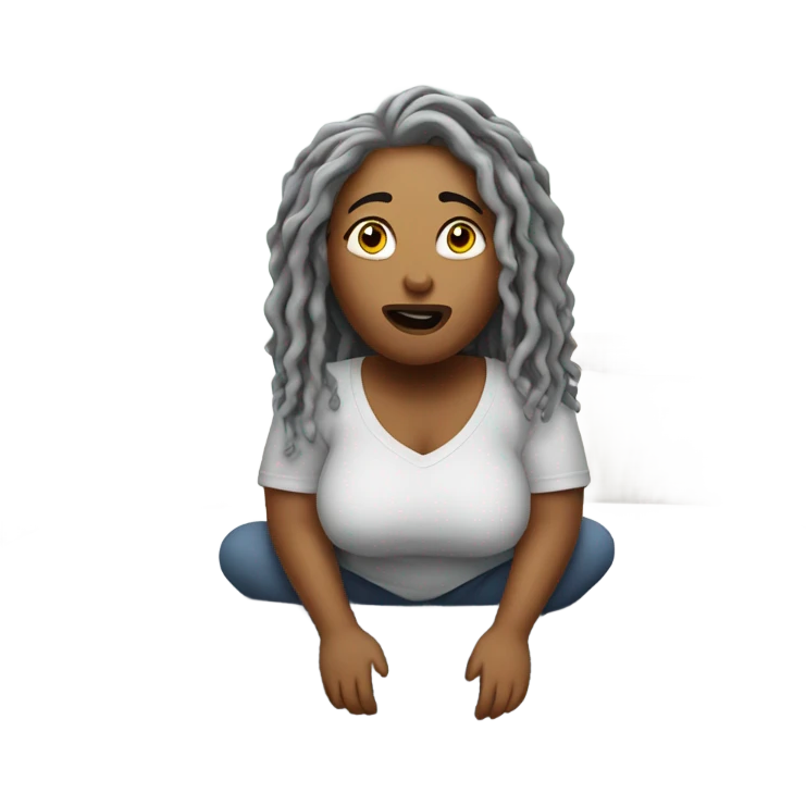 Curvy woman with gray locs falling from bed shocked emoji