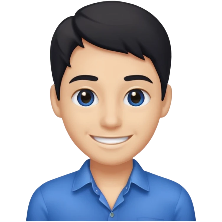 Ajouter un sourire, les yeux bleus, une chemise noire emoji
