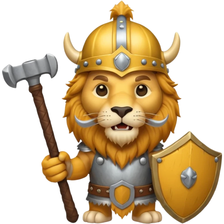 lion, viking helmet, hammer emoji