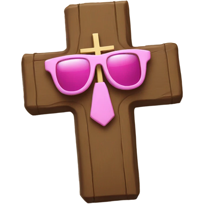 A cross wearing pink sunglasses holding the holy bible emoji