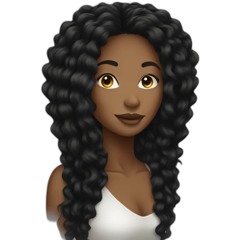 Beautiful Black women long kinky hair emoji
