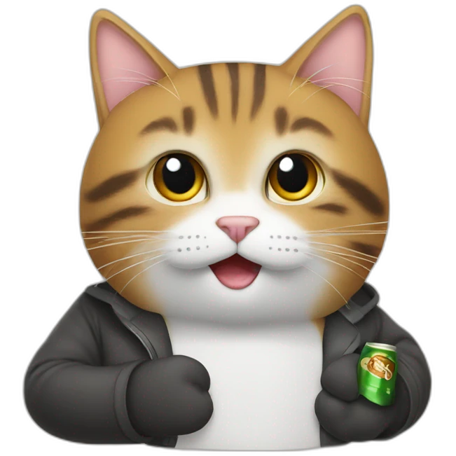 un chat qui bois une bière emoji
