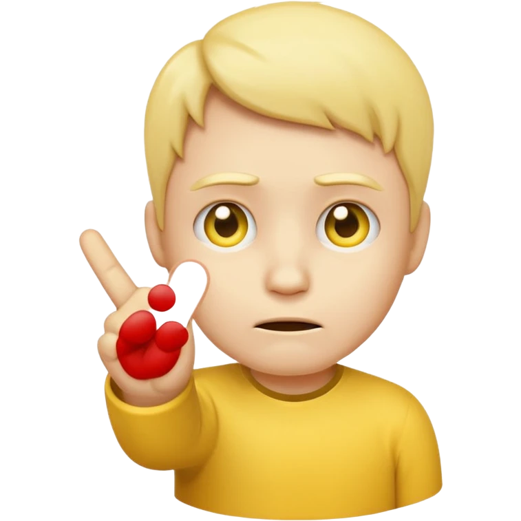 Create a emoji face sad with showing one hand little finger.
The other finger should be down and only one smallest finger should be stand up.

 emoji