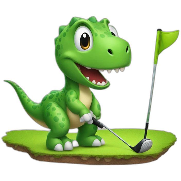 dinosaur plays golf emoji