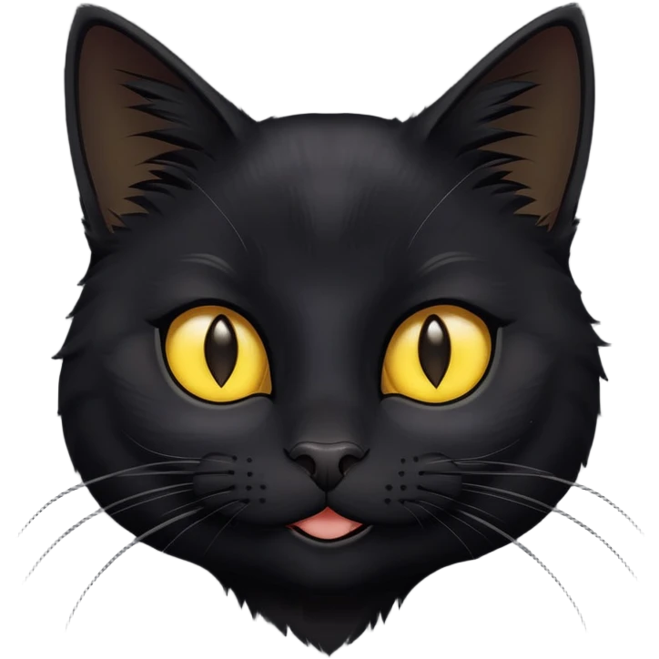 Black cat with yellow eyes smiling emoji