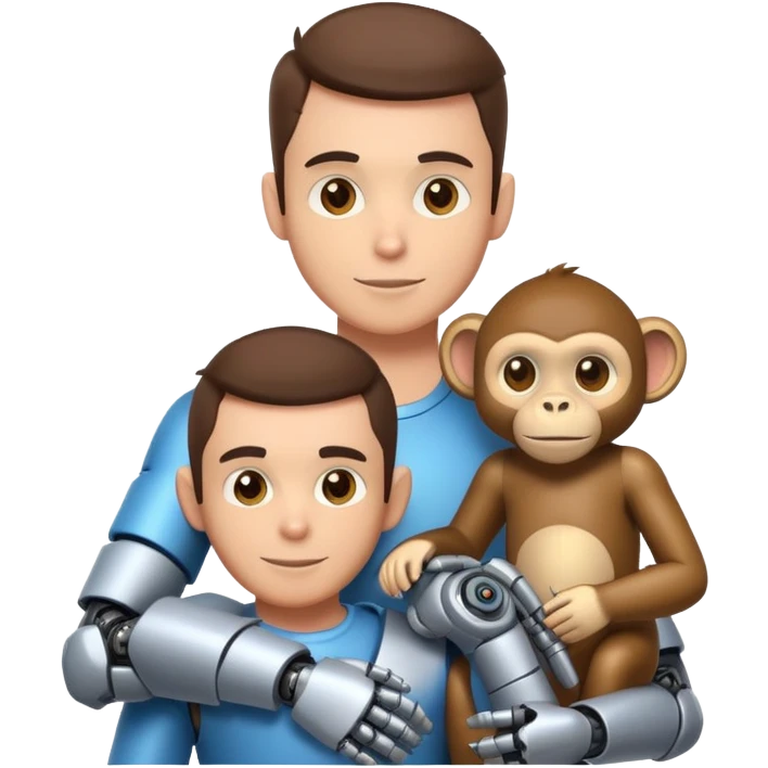 high ass guy with a robotic monkey companion on his shoulder emoji