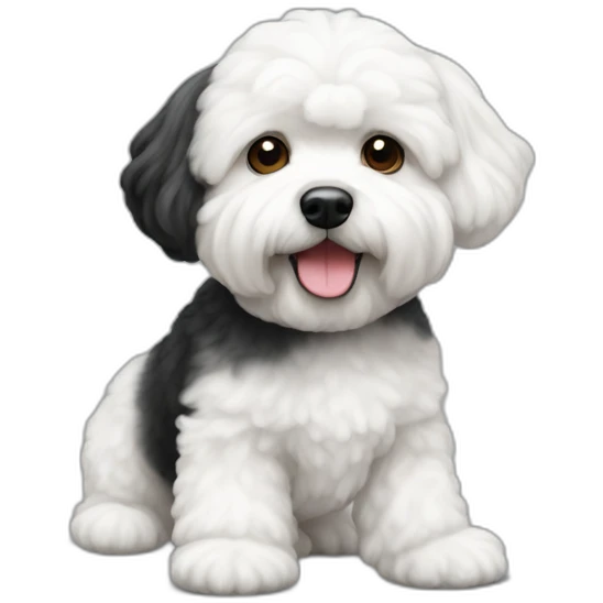 bichon-havanais-black-half-white-head emoji