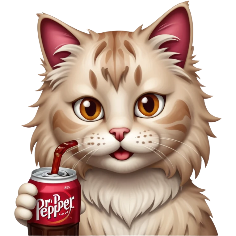Scraggly cat drinking Dr Pepper  emoji