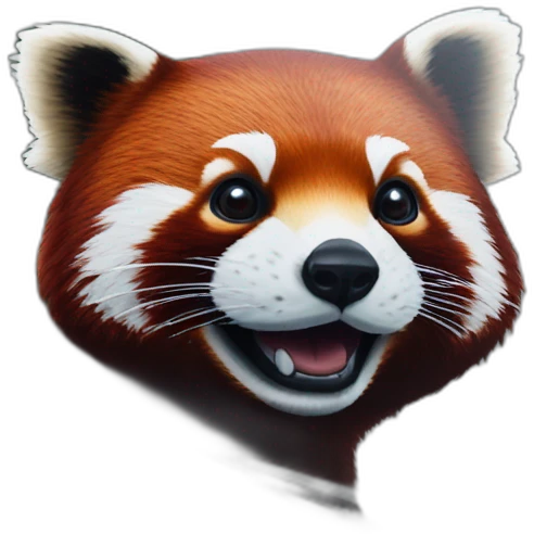 Red panda head visible through side window of Aston Martin, close view of car emoji