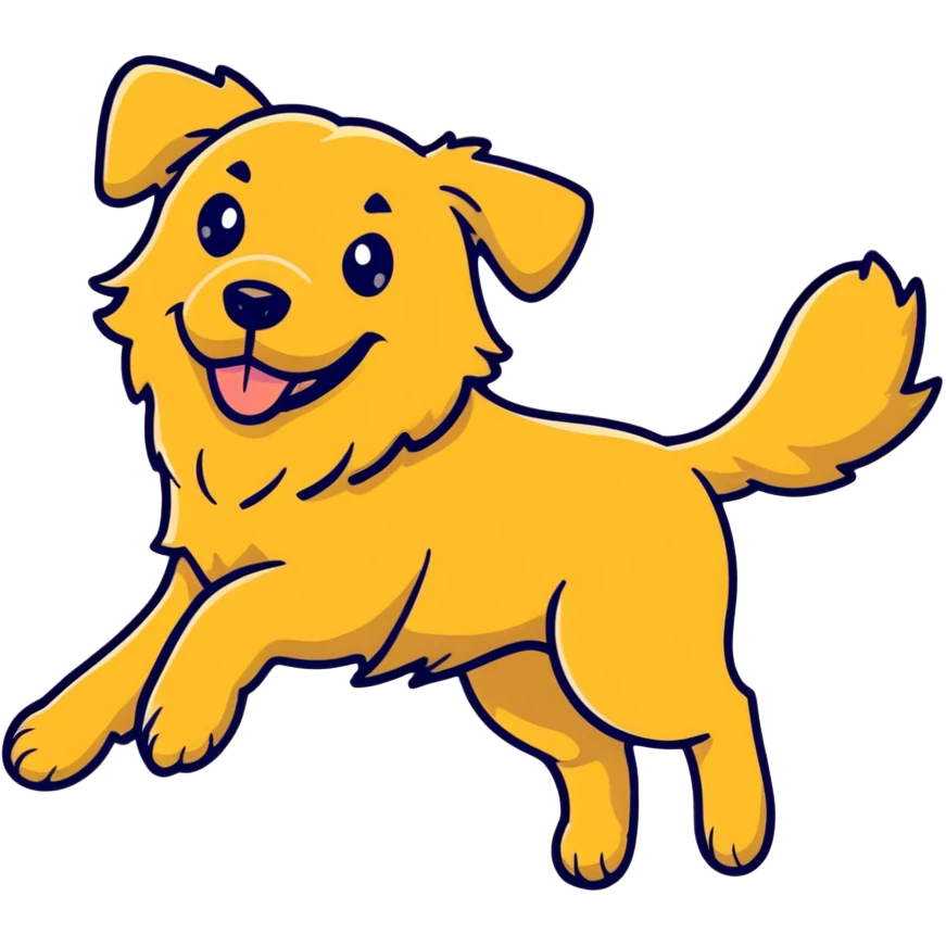 Golden retriever dog running at full speed emoji