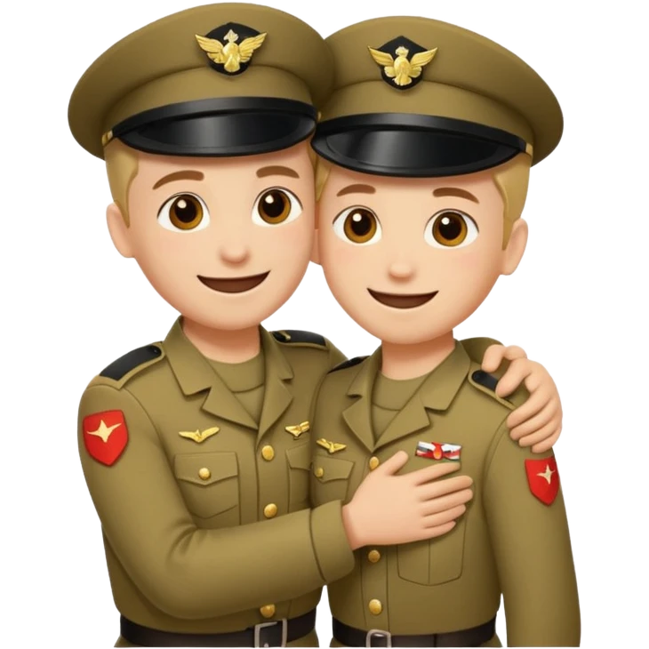 dos soldados dando es un abrazo de solidaridad de fraternidad emoji