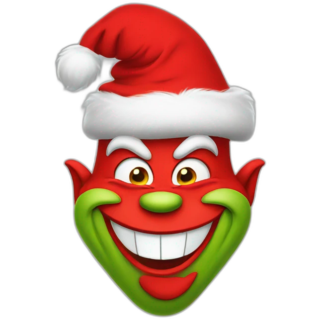 laughing grinch red hat emoji