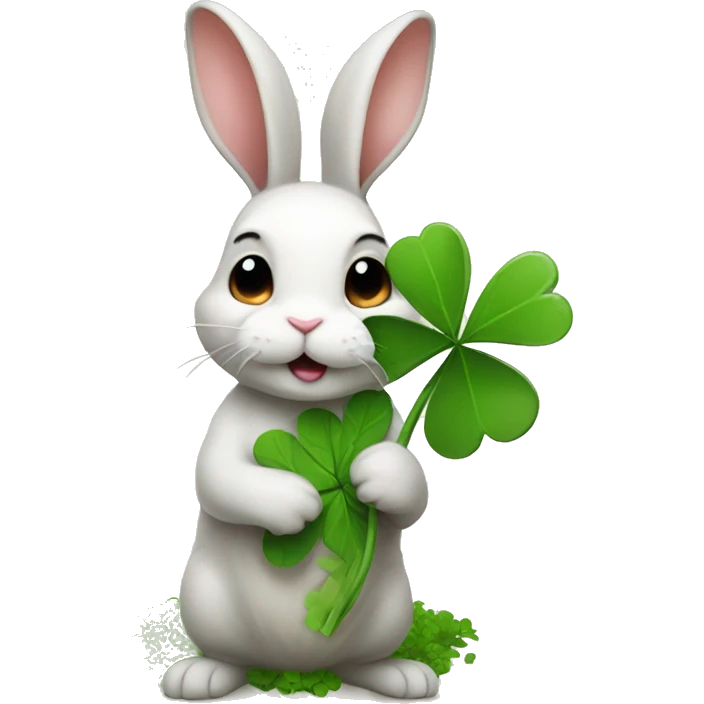 Cute Rabbit holding clover🐰 emoji