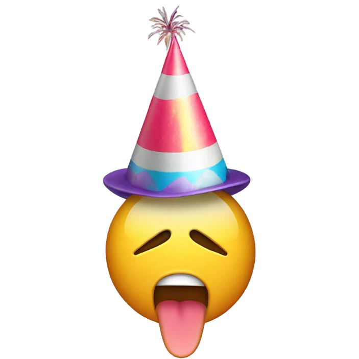Crying emoji with a party hat emoji