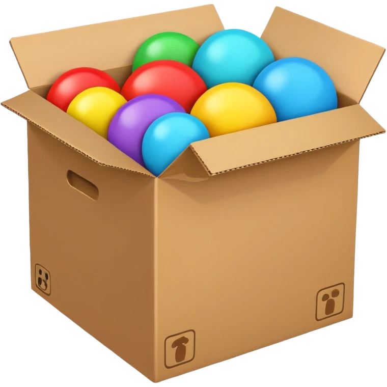cardboard box with toys emoji