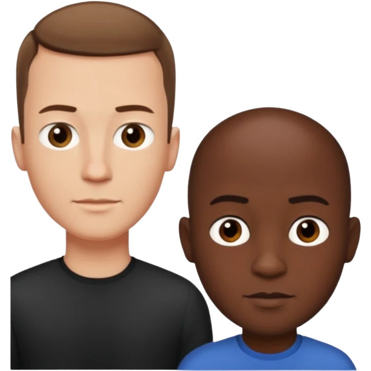 Tall white guy with tiny black guy emoji