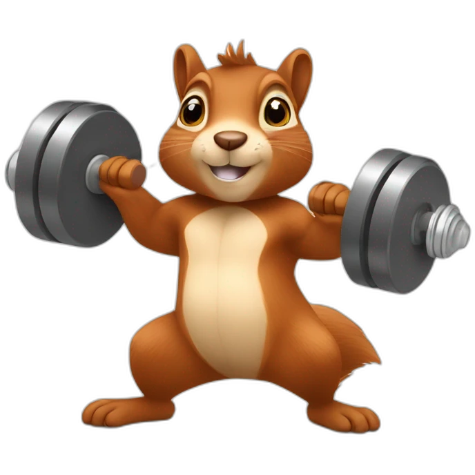 squirrel does exercises with dumbbells emoji