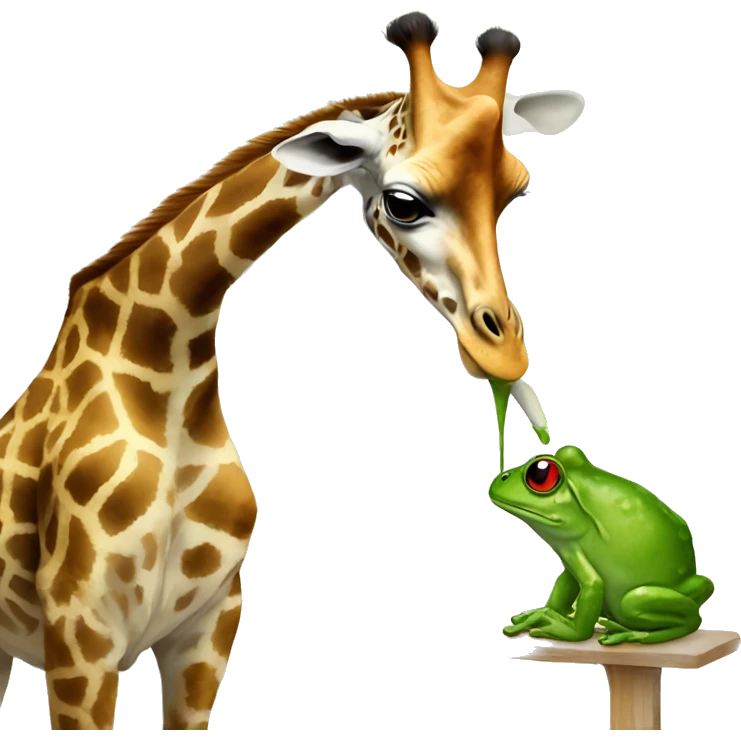 A giraffe painting a frog  emoji