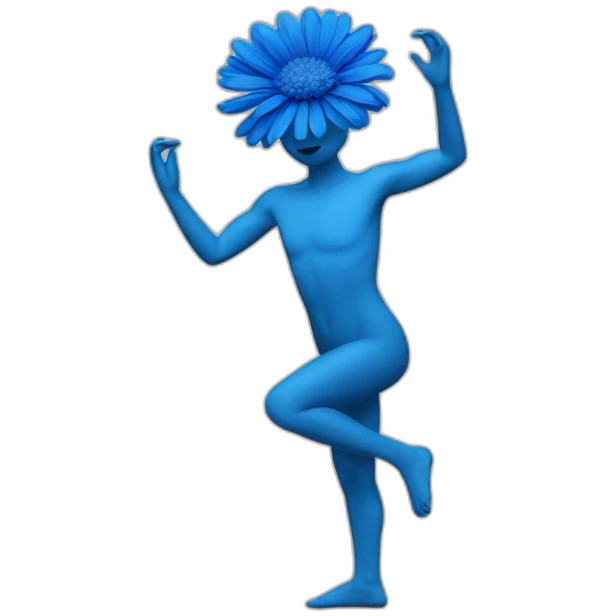 flower head blue body two arms two legs dancing emoji