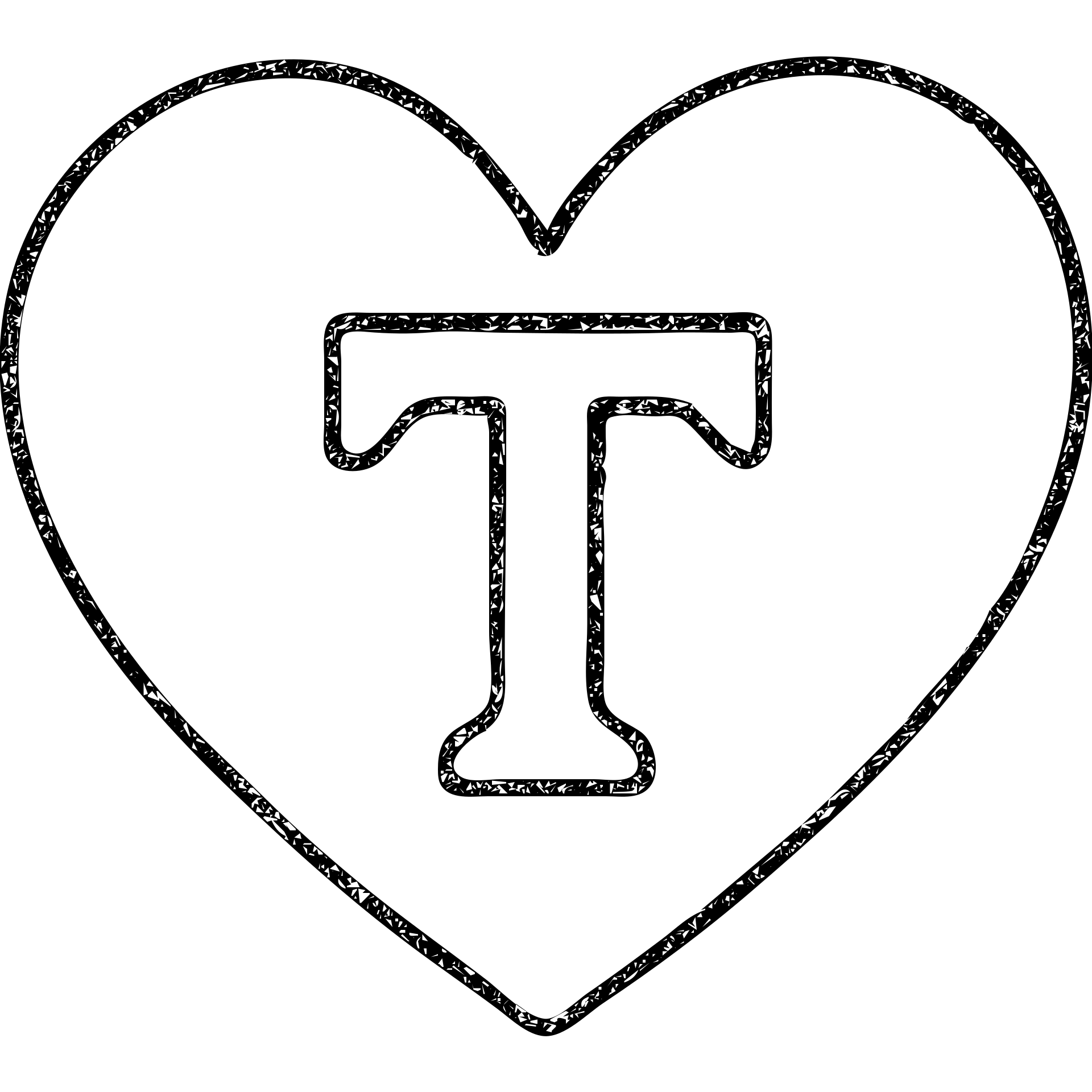 pink heart with a bold letter T in the center emoji
