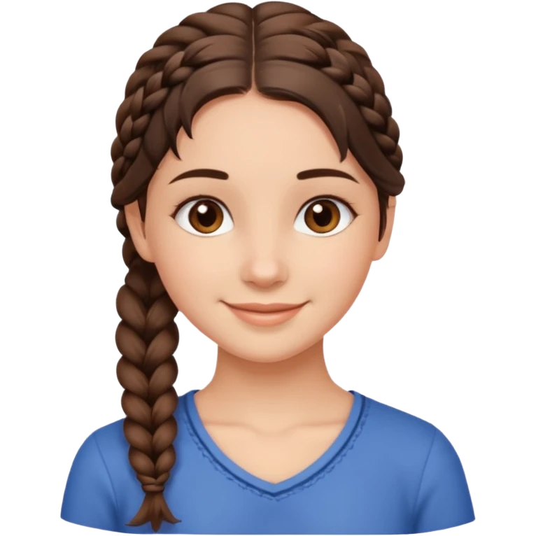 Make me a brunette girl, with brown (dark) eyes and a side braid emoji