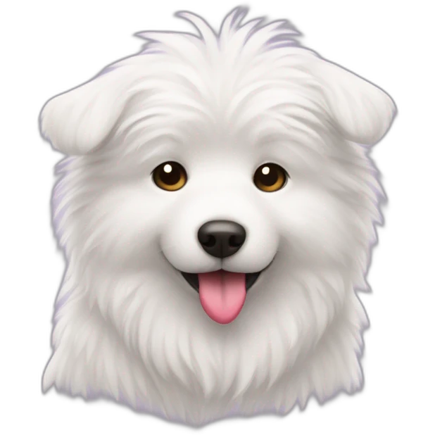 White fluffy dog and heart emoji