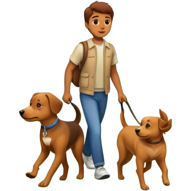 a person and dog walking together with trees and grass in the background emoji