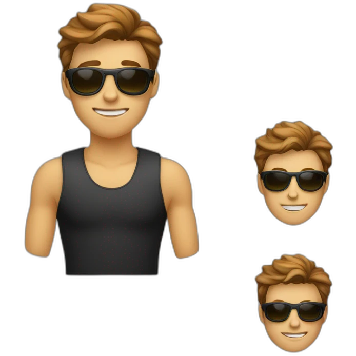 jongen bruin haar en zwarte zonnenbril emoji