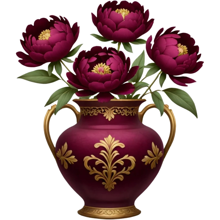 burgundy peonies in a vintage vase emoji