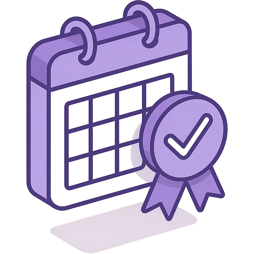 "Schedule clear", no text, with the colors: Primary Purple:  #8B5CF6
  Light Purple:    #A78BFA emoji