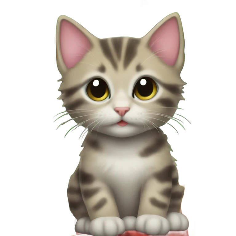 Kitten in a Christmas tree with presents  emoji