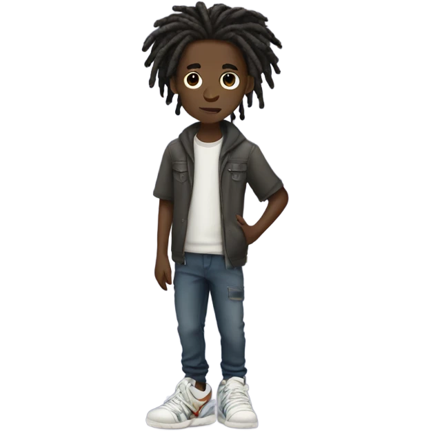 dark-skinned boy with dreads in sneakers emoji