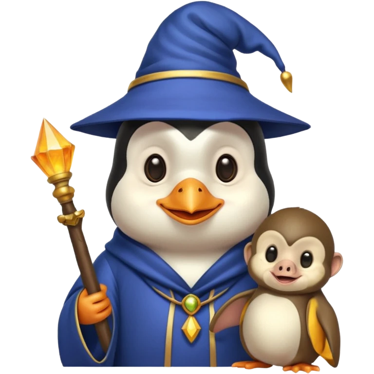 Penguin Wizard gay crush sur un singe emoji