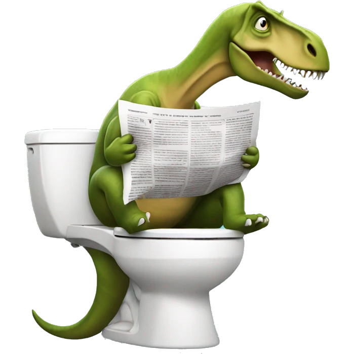 Dinosaur on a toilet holding a newspaper  emoji