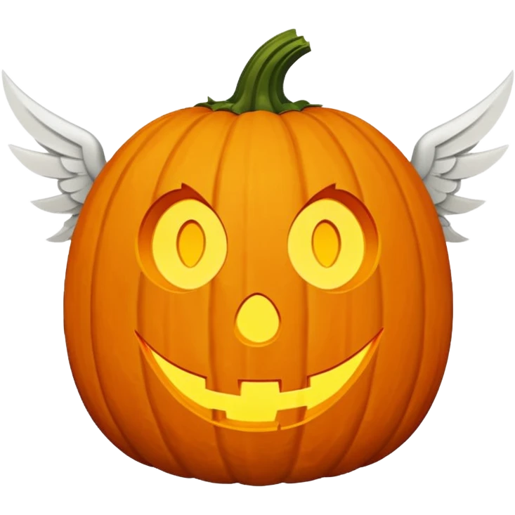 jack-o'-lantern with white wings and question marks symbols in the eyes. emoji