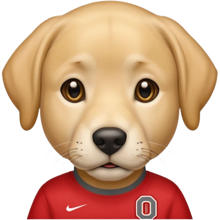 Yellow lab wearing Ohio State shirt emoji