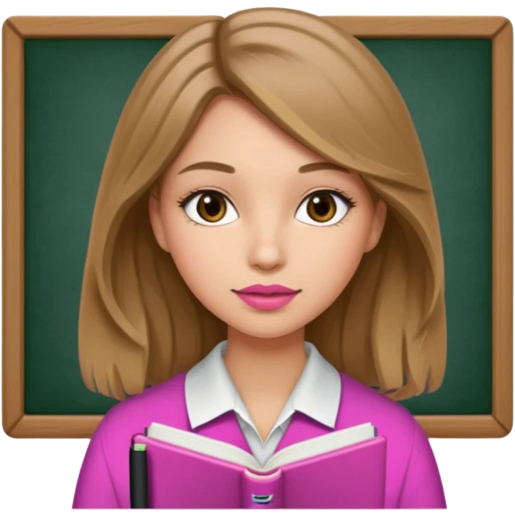 make me an emoji of a bronde girl studying in university, touch of pink emoji