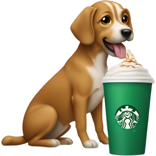 Dog drinking a starbuck emoji