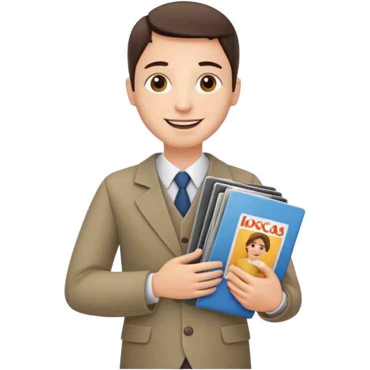 Testemunha de jeová com revista com carrinho de revistas emoji