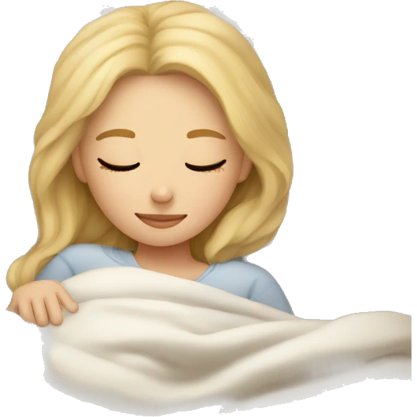 blonde girl sleeping very cozy emoji
